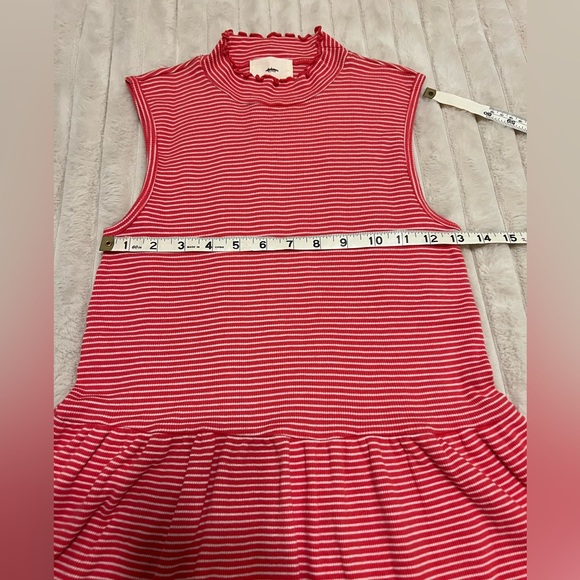 ANTHROPOLOGIE T.La WOMEN'S RED WHITE STRIPED SLEEVELESS PEPLUM TOP Xs - Picture 7 of 8